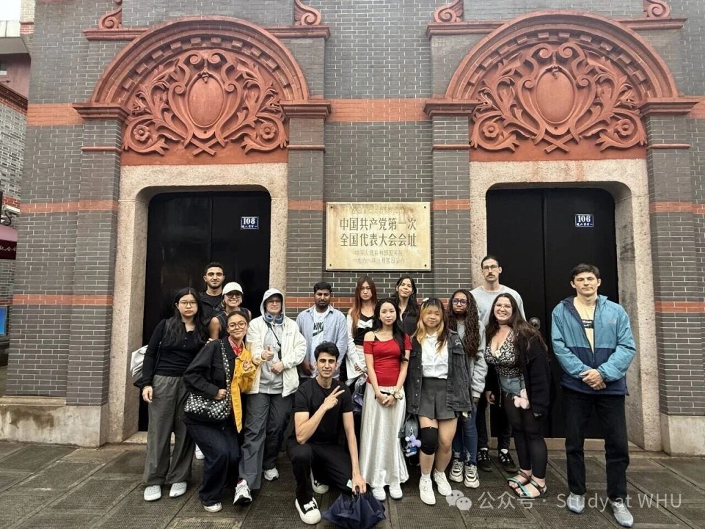 Wuhan University International Students group photo in Shanghai 2026
